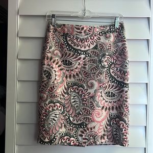Summer paisley skirt, fully lined, zipper back. For work or date night/wedding.